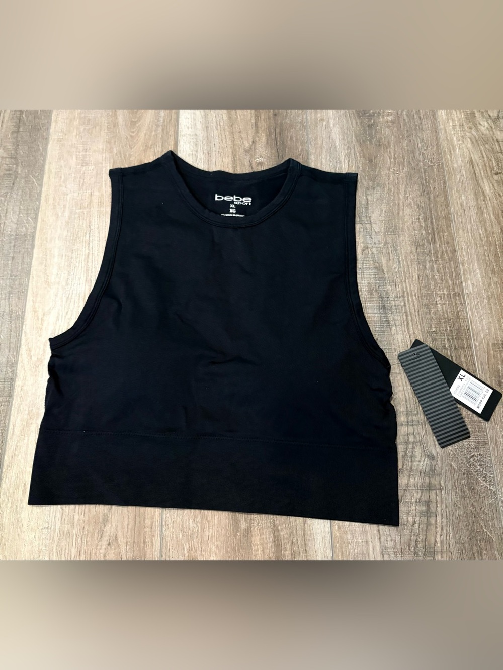 bebe Black Cropped Crewneck Tank